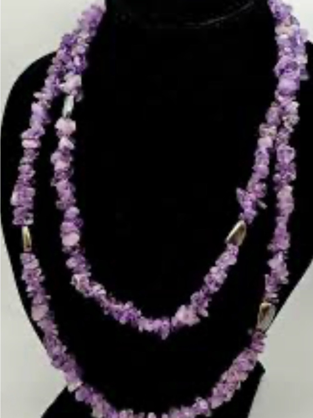 Vintage Amethyst Chips & Sterling Silver Nugget Beads Necklace